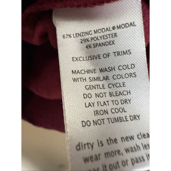 Toad&Co Bel Canto Drape Neck Long Sleeve Top Burgundy Size Medium Soft Sustainab - Picture 3 of 5